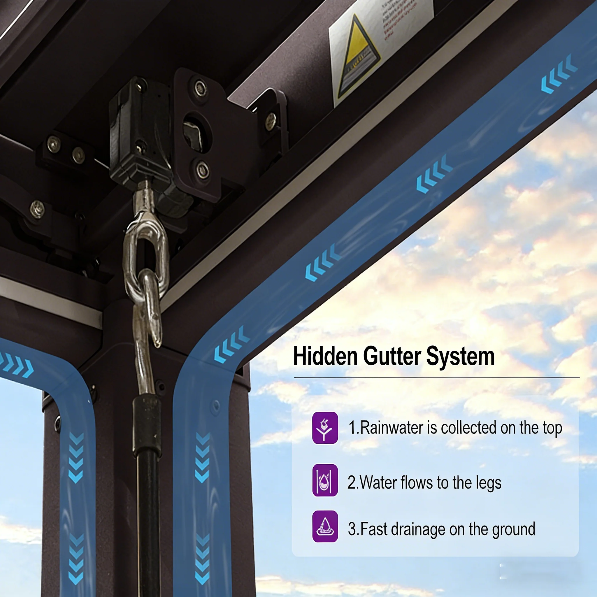 PURPLE LEAF Caesar Solar Louvered Pergola with LED Strip Lights and Control Panel Aluminum Outdoor Pergola with Adjustable Roof for Patio Deck Garden Yard Bronze - Image 5