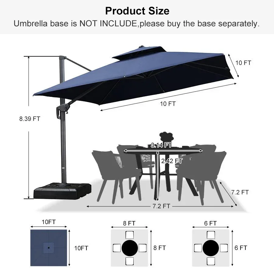 PURPLE LEAF Cantilever Patio Umbrella Gray Pole Outdoor Umbrella with UV Protection - Image 139