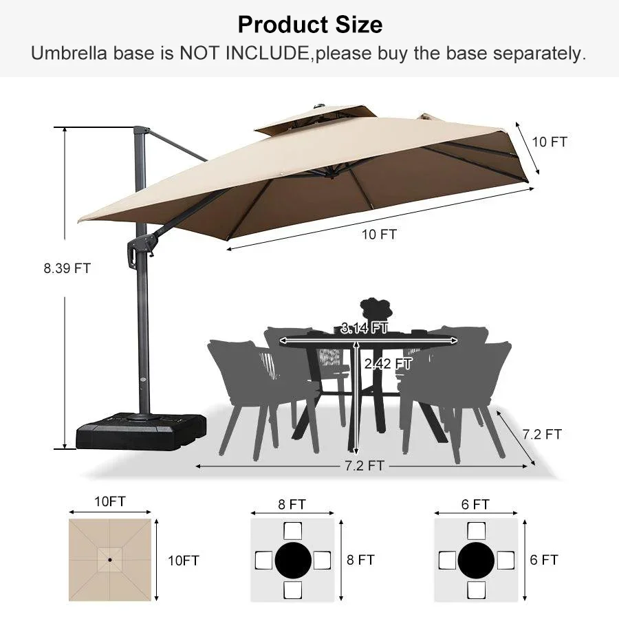 PURPLE LEAF Cantilever Patio Umbrella Gray Pole Outdoor Umbrella with UV Protection - Image 140
