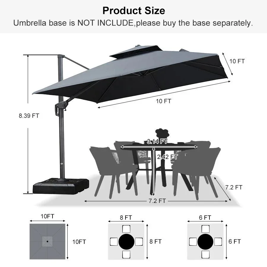 PURPLE LEAF Cantilever Patio Umbrella Gray Pole Outdoor Umbrella with UV Protection - Image 141