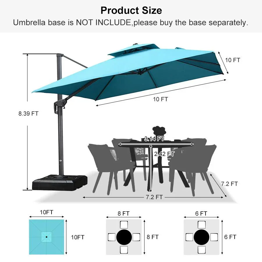 PURPLE LEAF Cantilever Patio Umbrella Gray Pole Outdoor Umbrella with UV Protection - Image 142