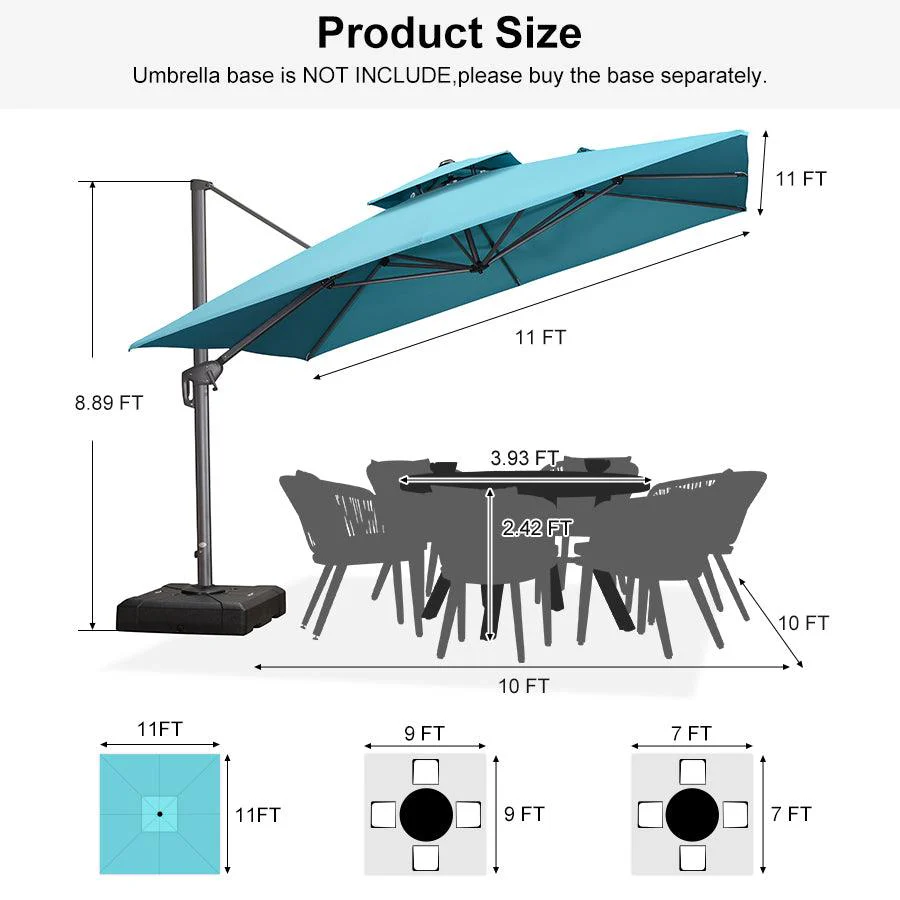PURPLE LEAF Cantilever Patio Umbrella Gray Pole Outdoor Umbrella with UV Protection - Image 146