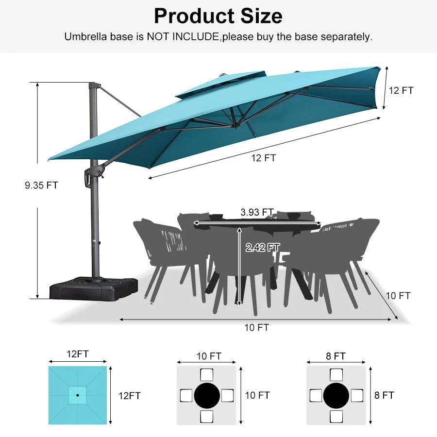 PURPLE LEAF Cantilever Patio Umbrella Gray Pole Outdoor Umbrella with UV Protection - Image 150
