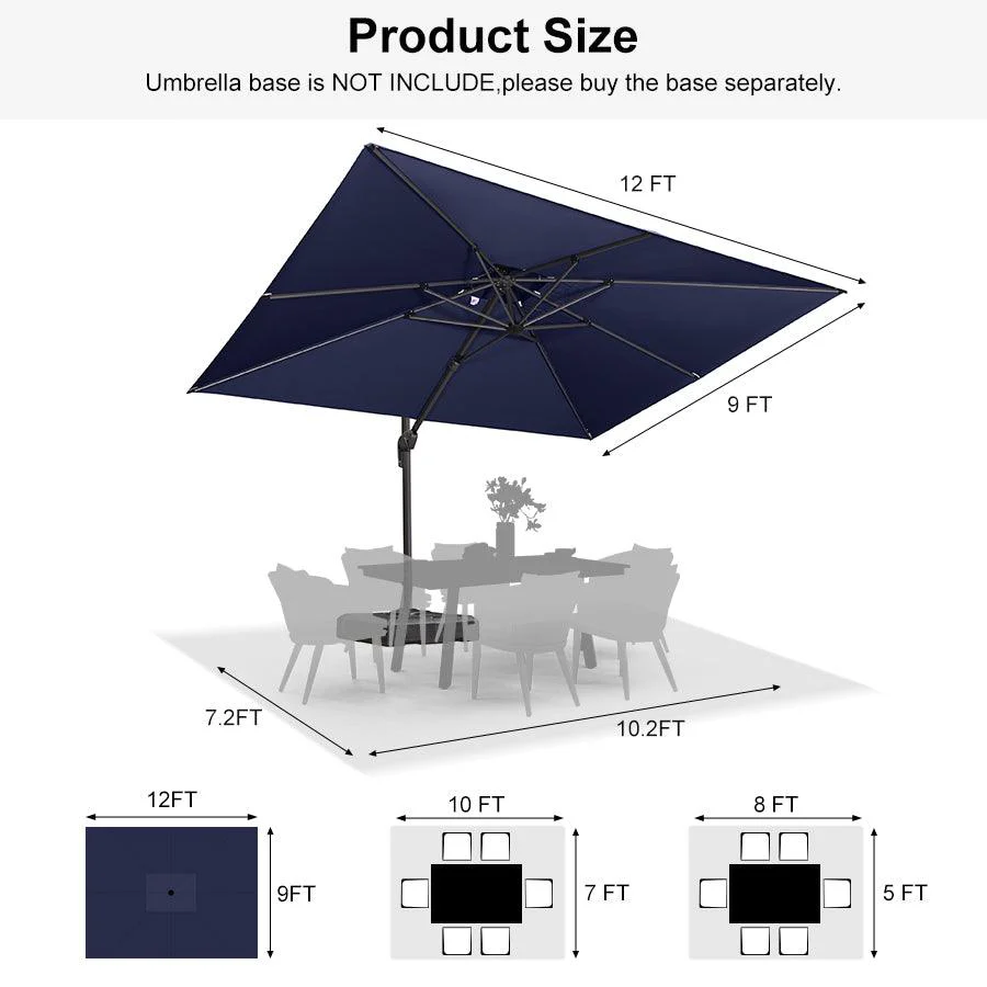PURPLE LEAF Cantilever Patio Umbrella Gray Pole Outdoor Umbrella with UV Protection - Image 151