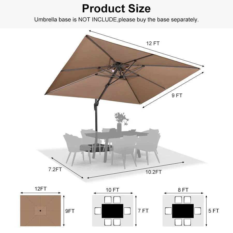 PURPLE LEAF Cantilever Patio Umbrella Gray Pole Outdoor Umbrella with UV Protection - Image 152
