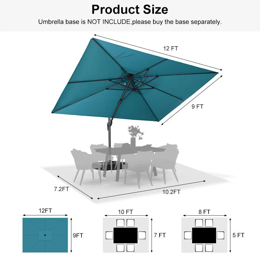 PURPLE LEAF Cantilever Patio Umbrella Gray Pole Outdoor Umbrella with UV Protection - Image 153