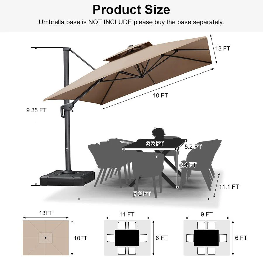 PURPLE LEAF Cantilever Patio Umbrella Gray Pole Outdoor Umbrella with UV Protection - Image 155