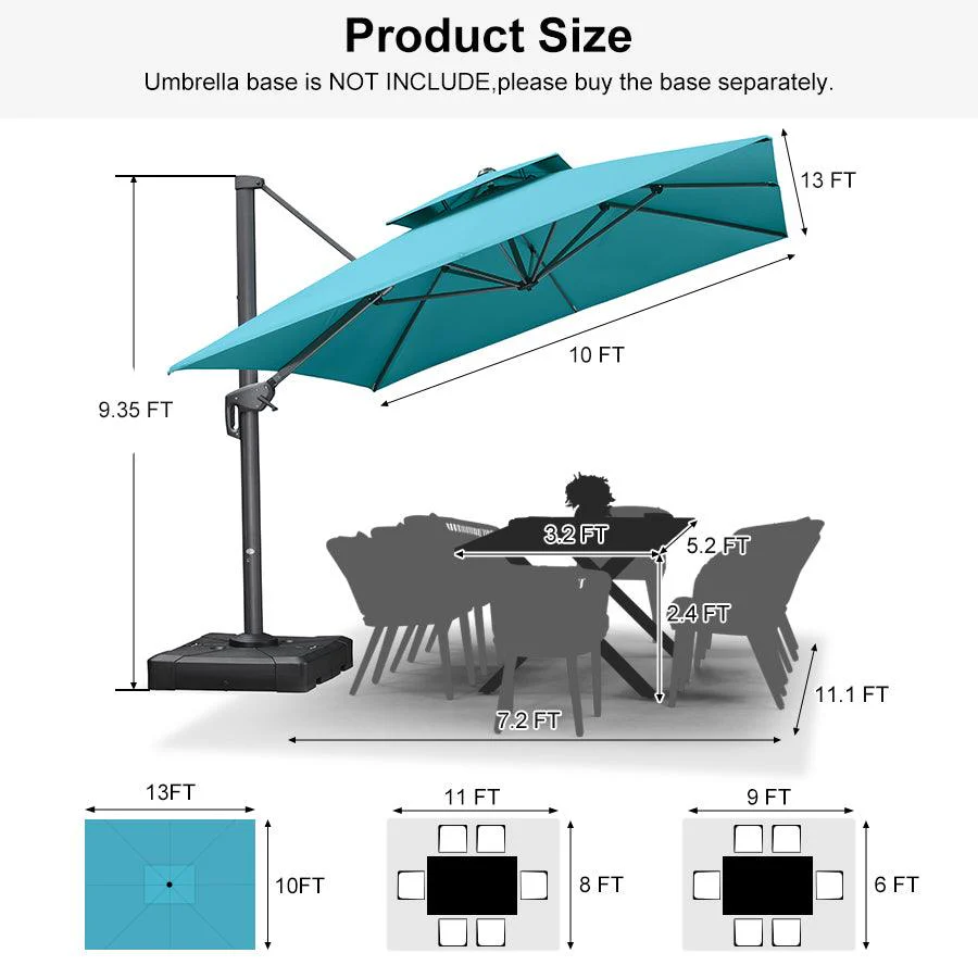 PURPLE LEAF Cantilever Patio Umbrella Gray Pole Outdoor Umbrella with UV Protection - Image 157