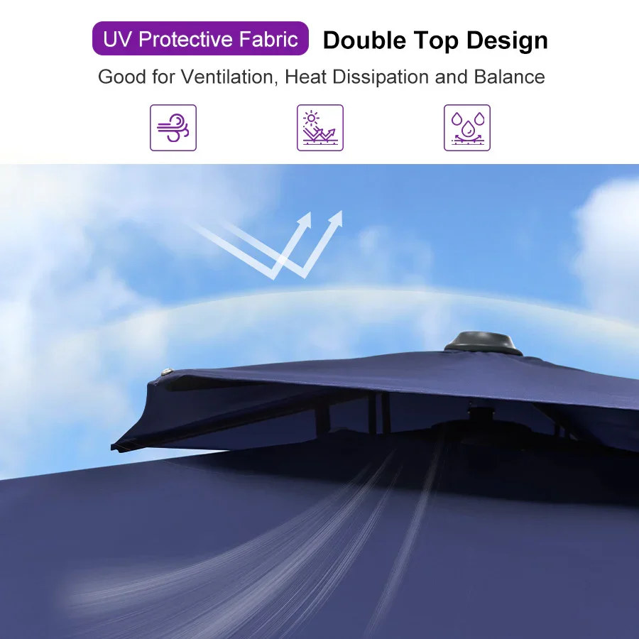 PURPLE LEAF Cantilever Patio Umbrella Gray Pole Outdoor Umbrella with UV Protection - Image 161