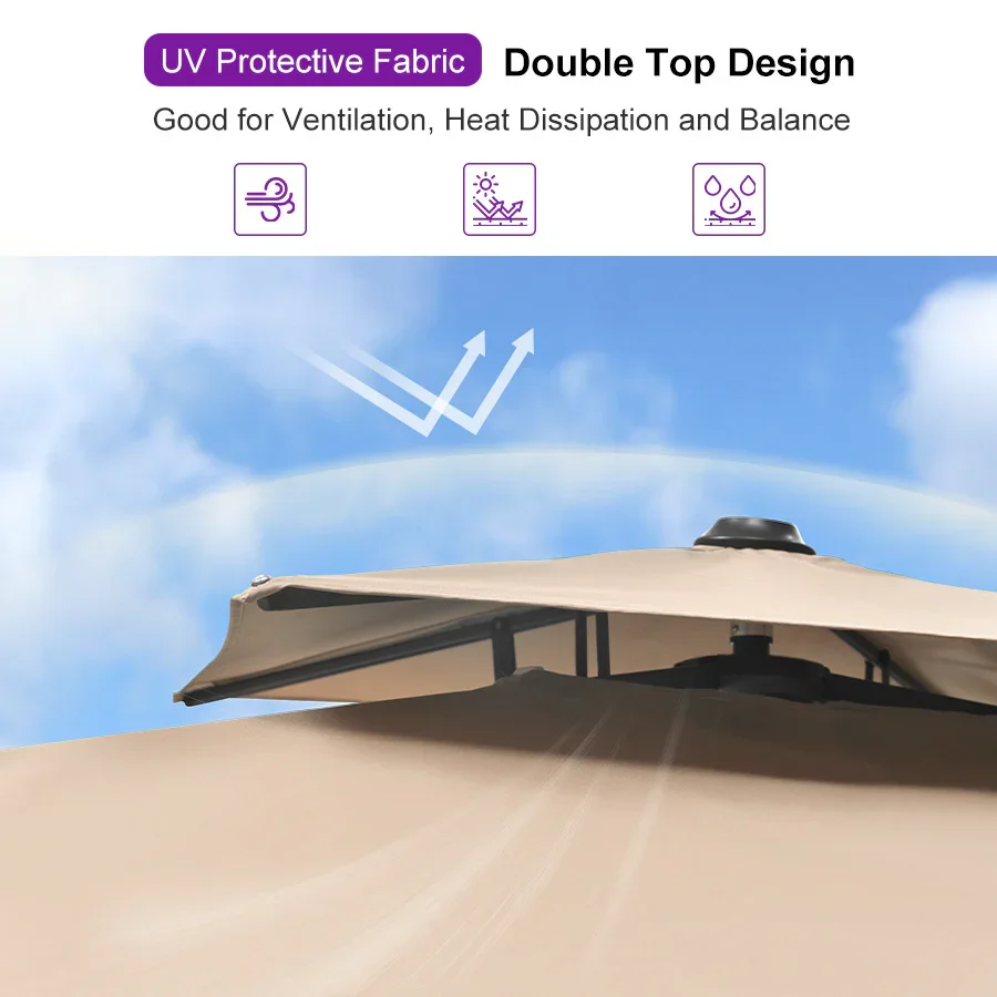 PURPLE LEAF Cantilever Patio Umbrella Gray Pole Outdoor Umbrella with UV Protection - Image 162