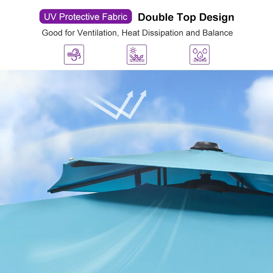 PURPLE LEAF Cantilever Patio Umbrella Gray Pole Outdoor Umbrella with UV Protection - Image 163