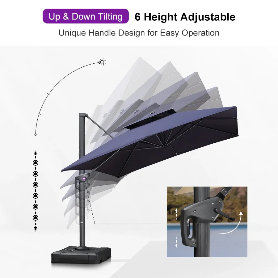 PURPLE LEAF Cantilever Patio Umbrella Gray Pole Outdoor Umbrella with UV Protection - Image 164