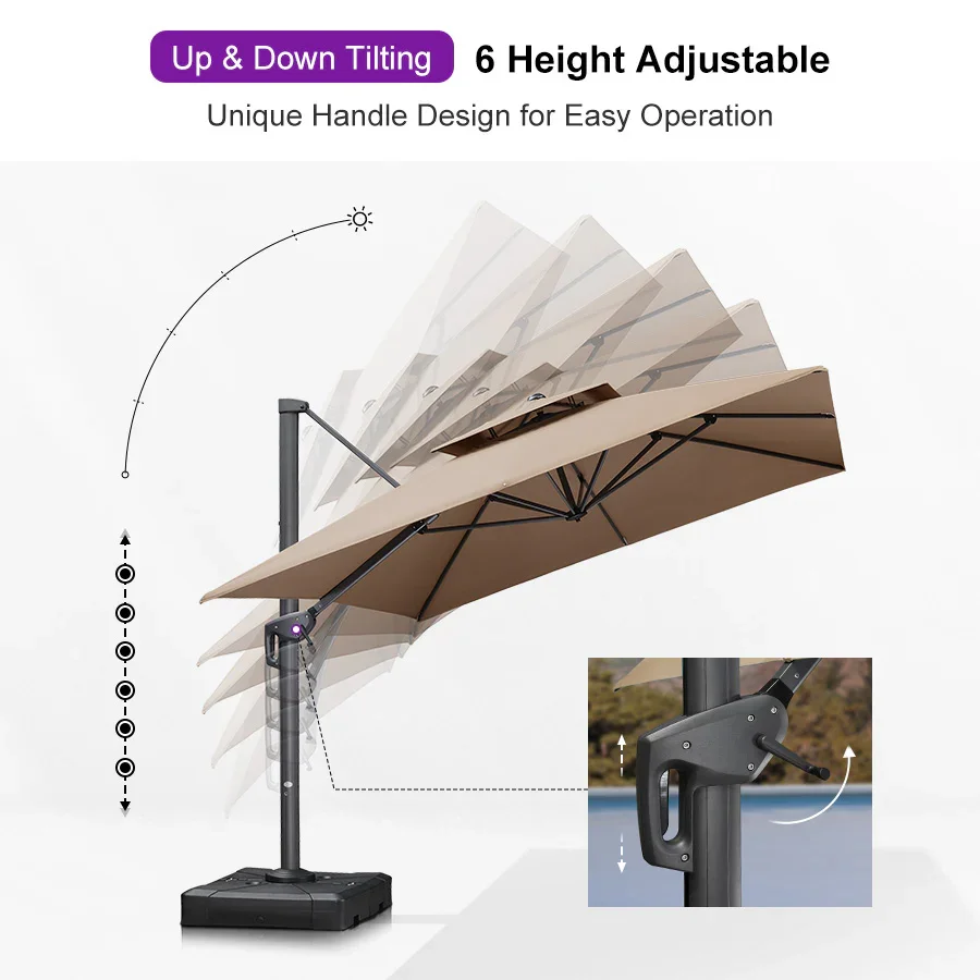 PURPLE LEAF Cantilever Patio Umbrella Gray Pole Outdoor Umbrella with UV Protection - Image 165