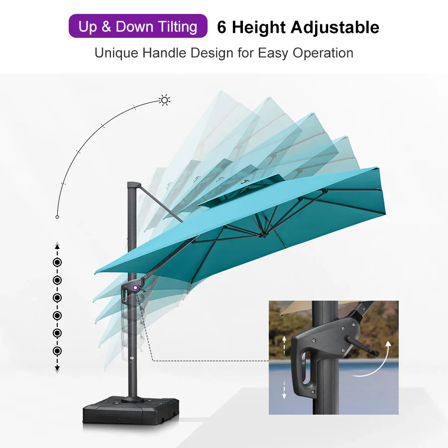 PURPLE LEAF Cantilever Patio Umbrella Gray Pole Outdoor Umbrella with UV Protection - Image 166