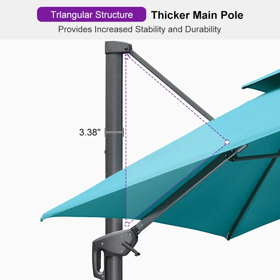 PURPLE LEAF Cantilever Patio Umbrella Gray Pole Outdoor Umbrella with UV Protection - Image 169