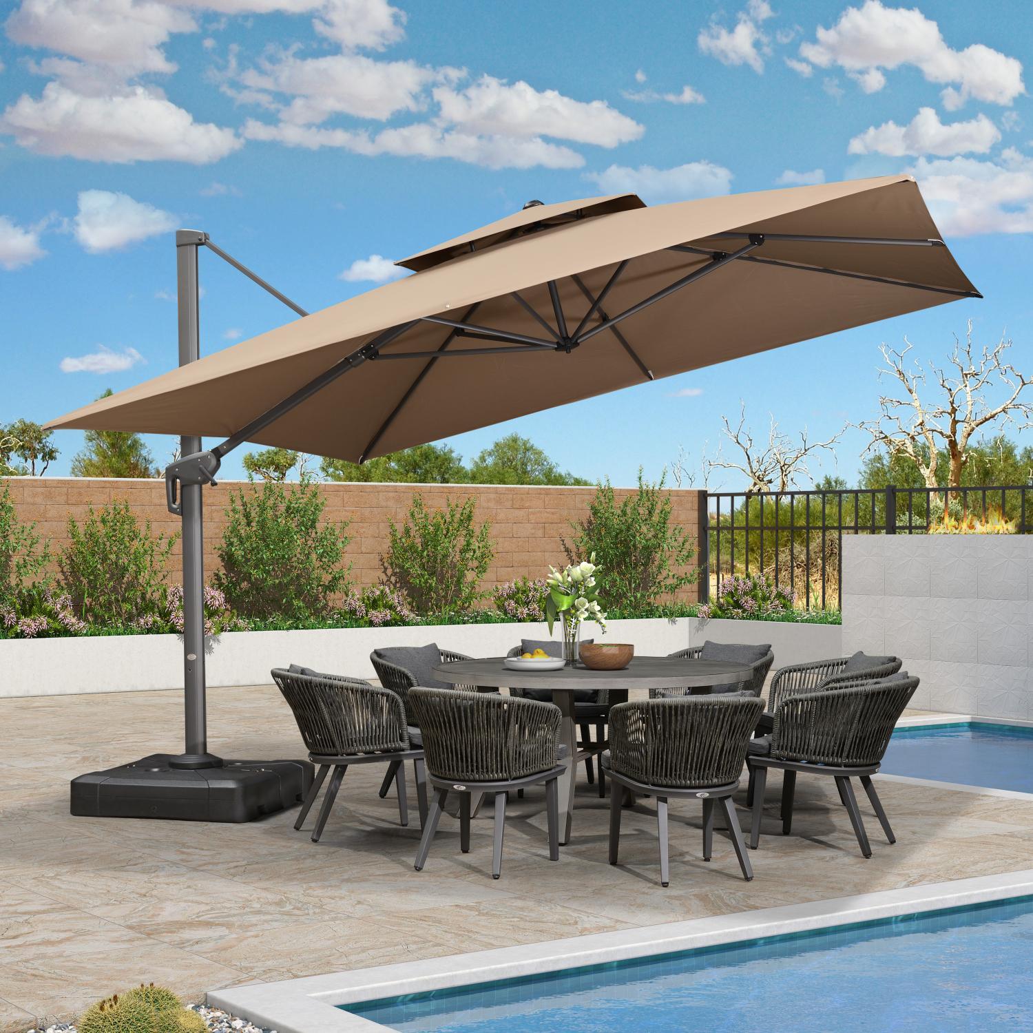 PURPLE LEAF Cantilever Patio Umbrella Gray Pole Outdoor Umbrella with UV Protection - Image 17