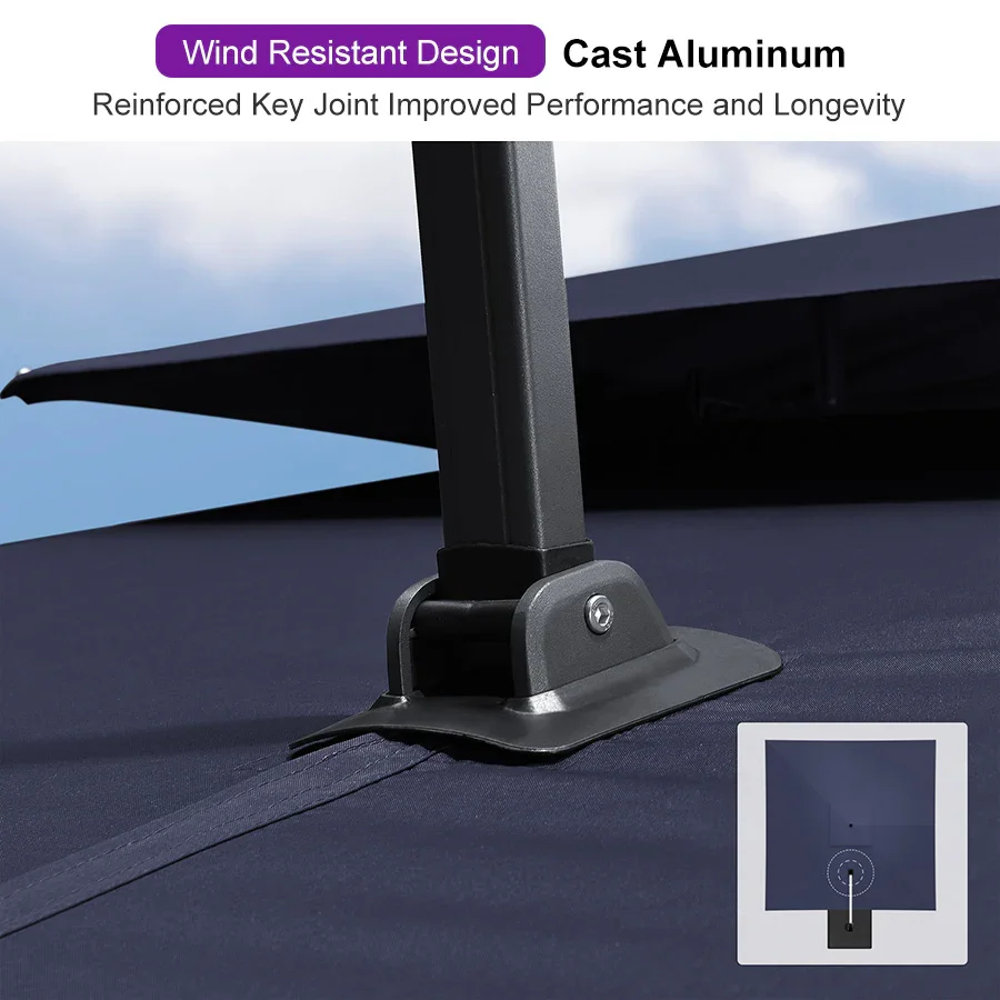 PURPLE LEAF Cantilever Patio Umbrella Gray Pole Outdoor Umbrella with UV Protection - Image 170