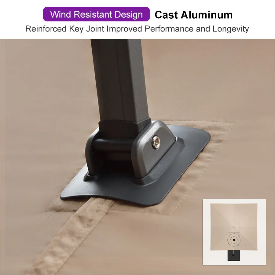 PURPLE LEAF Cantilever Patio Umbrella Gray Pole Outdoor Umbrella with UV Protection - Image 172