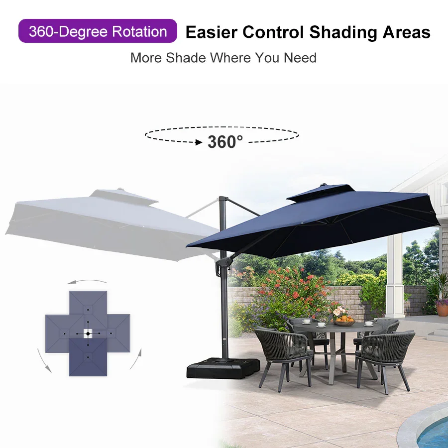PURPLE LEAF Cantilever Patio Umbrella Gray Pole Outdoor Umbrella with UV Protection - Image 173