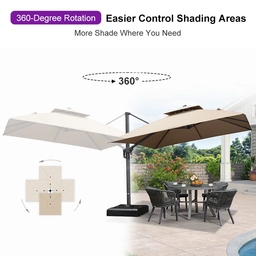 PURPLE LEAF Cantilever Patio Umbrella Gray Pole Outdoor Umbrella with UV Protection - Image 174