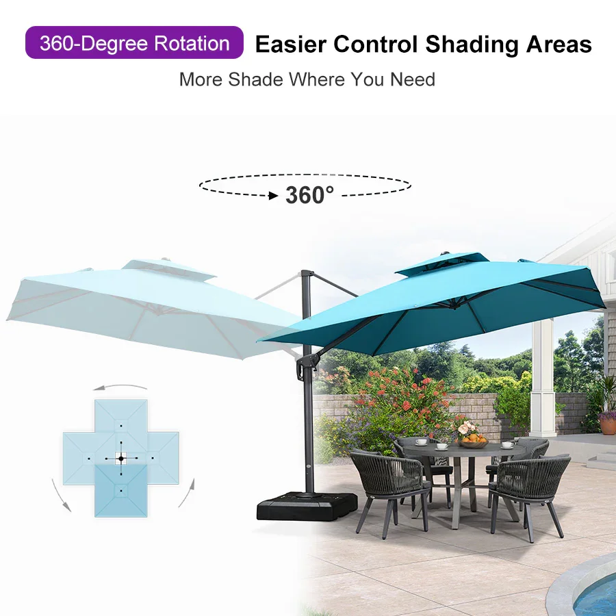 PURPLE LEAF Cantilever Patio Umbrella Gray Pole Outdoor Umbrella with UV Protection - Image 175
