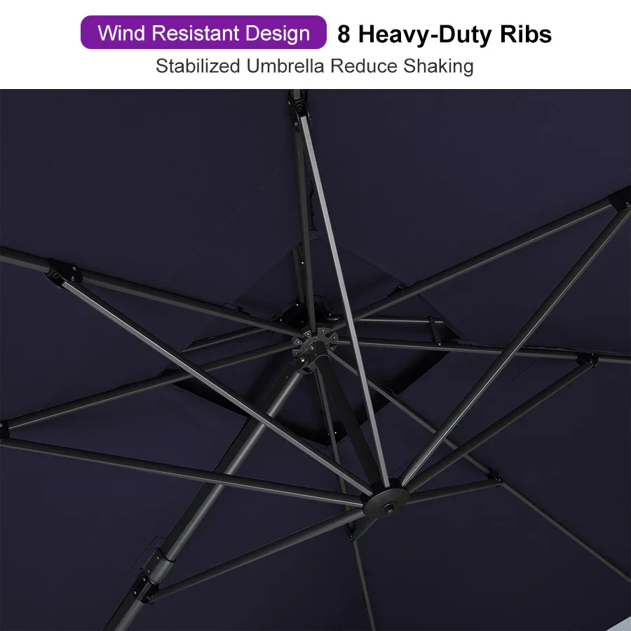 PURPLE LEAF Cantilever Patio Umbrella Gray Pole Outdoor Umbrella with UV Protection - Image 179