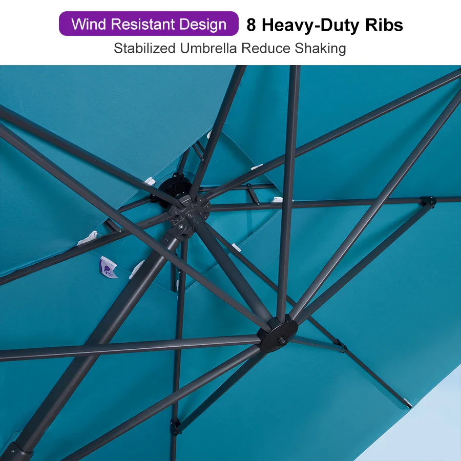 PURPLE LEAF Cantilever Patio Umbrella Gray Pole Outdoor Umbrella with UV Protection - Image 181