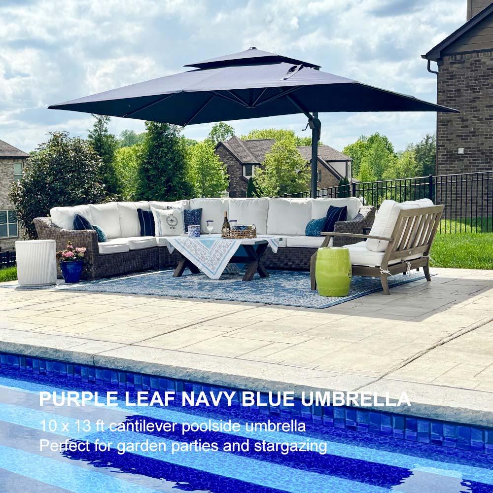 PURPLE LEAF Cantilever Patio Umbrella Gray Pole Outdoor Umbrella with UV Protection - Image 182