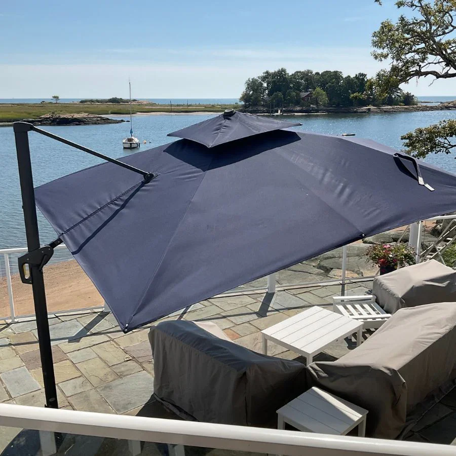 PURPLE LEAF Cantilever Patio Umbrella Gray Pole Outdoor Umbrella with UV Protection - Image 188