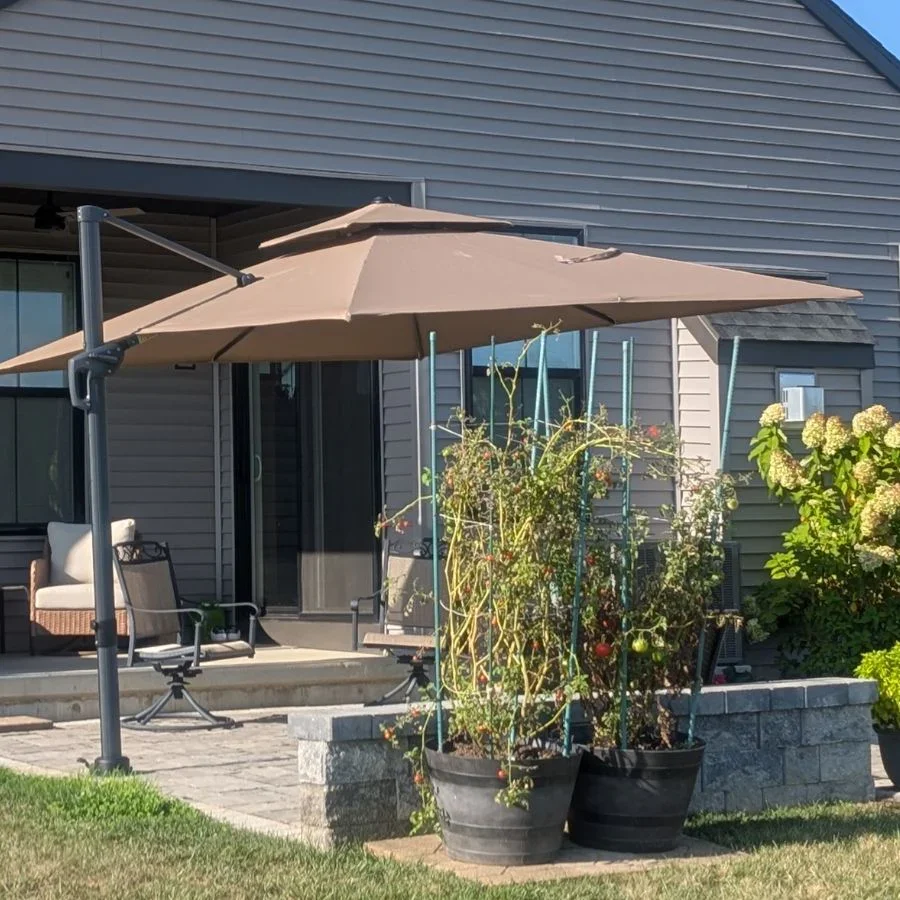 PURPLE LEAF Cantilever Patio Umbrella Gray Pole Outdoor Umbrella with UV Protection - Image 190