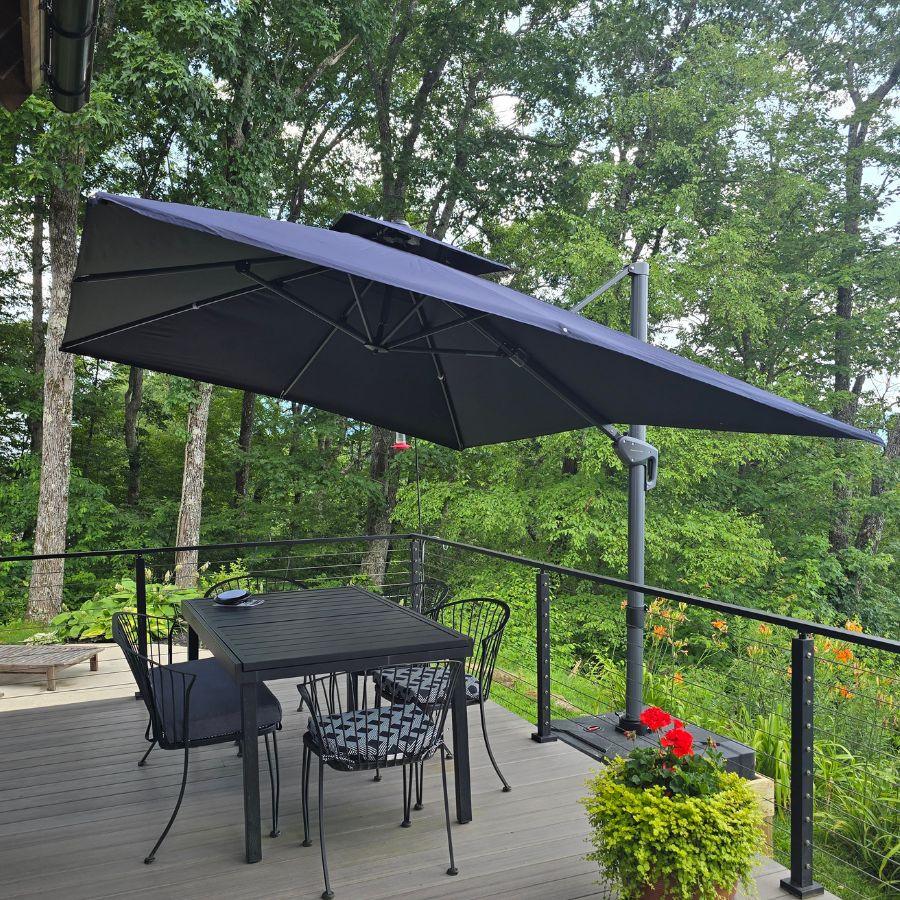 PURPLE LEAF Cantilever Patio Umbrella Gray Pole Outdoor Umbrella with UV Protection - Image 192