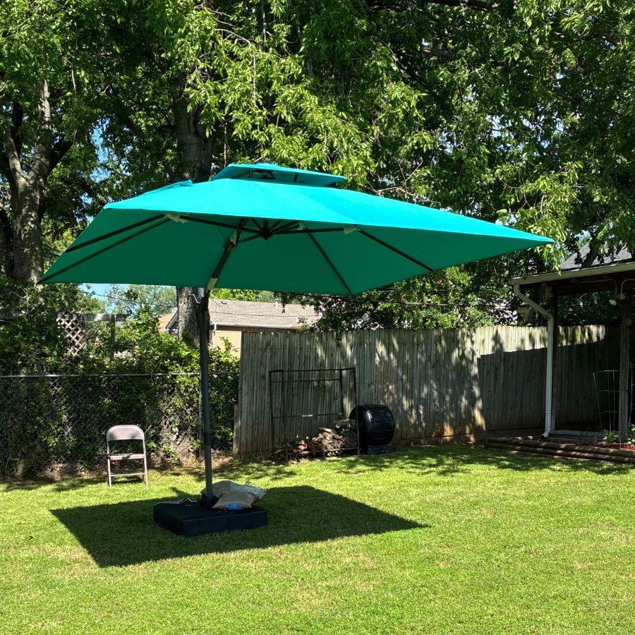 PURPLE LEAF Cantilever Patio Umbrella Gray Pole Outdoor Umbrella with UV Protection - Image 193