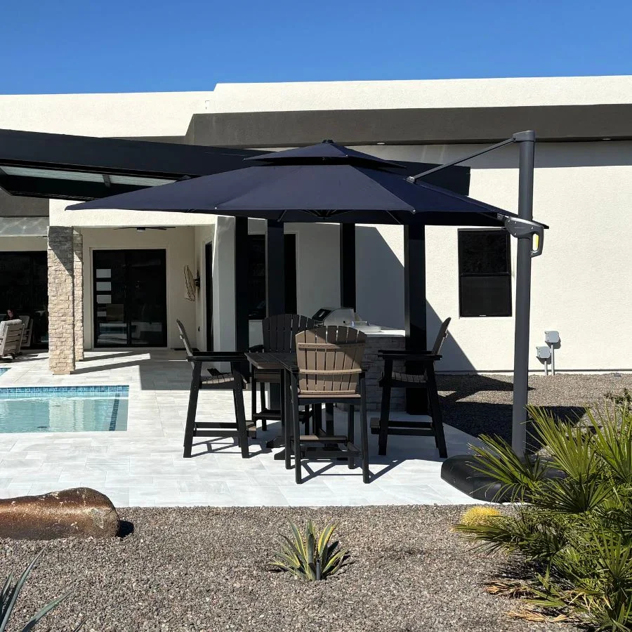 PURPLE LEAF Cantilever Patio Umbrella Gray Pole Outdoor Umbrella with UV Protection - Image 196