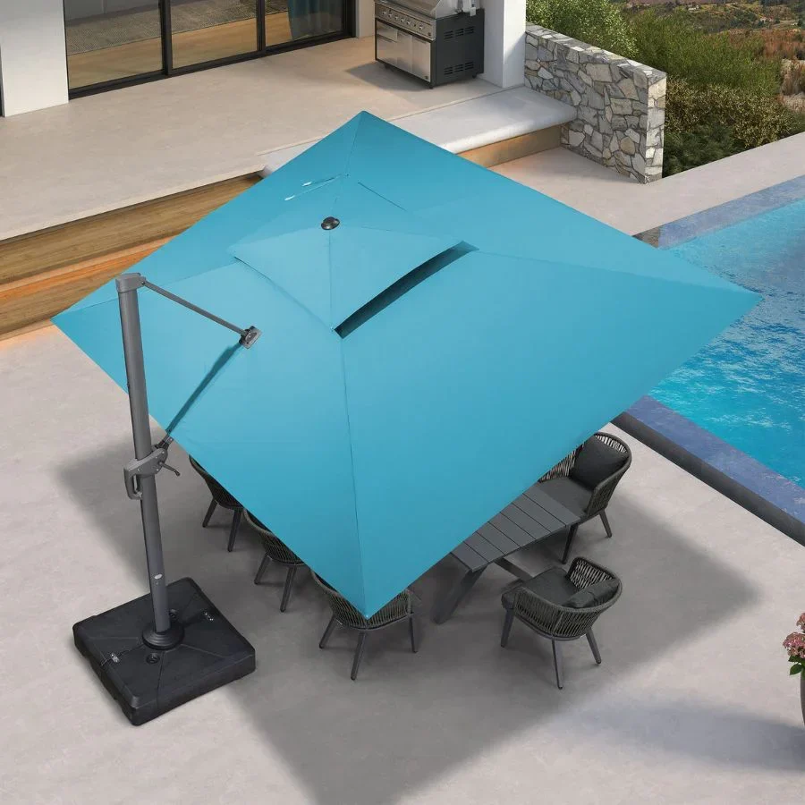 PURPLE LEAF Cantilever Patio Umbrella Gray Pole Outdoor Umbrella with UV Protection - Image 197