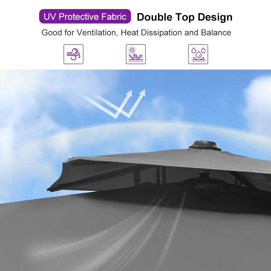 PURPLE LEAF Cantilever Patio Umbrella Gray Pole Outdoor Umbrella with UV Protection - Image 4
