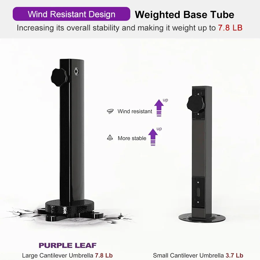 PURPLE LEAF Cantilever Patio Umbrella Gray Pole Outdoor Umbrella with UV Protection - Image 7