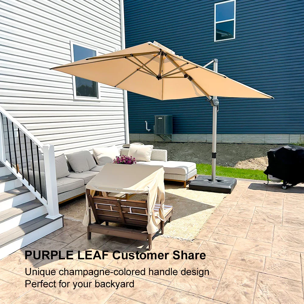 PURPLE LEAF Hailar Deluxe Outdoor Patio Umbrella Aluminum Cantilever Umbrellas - Image 13
