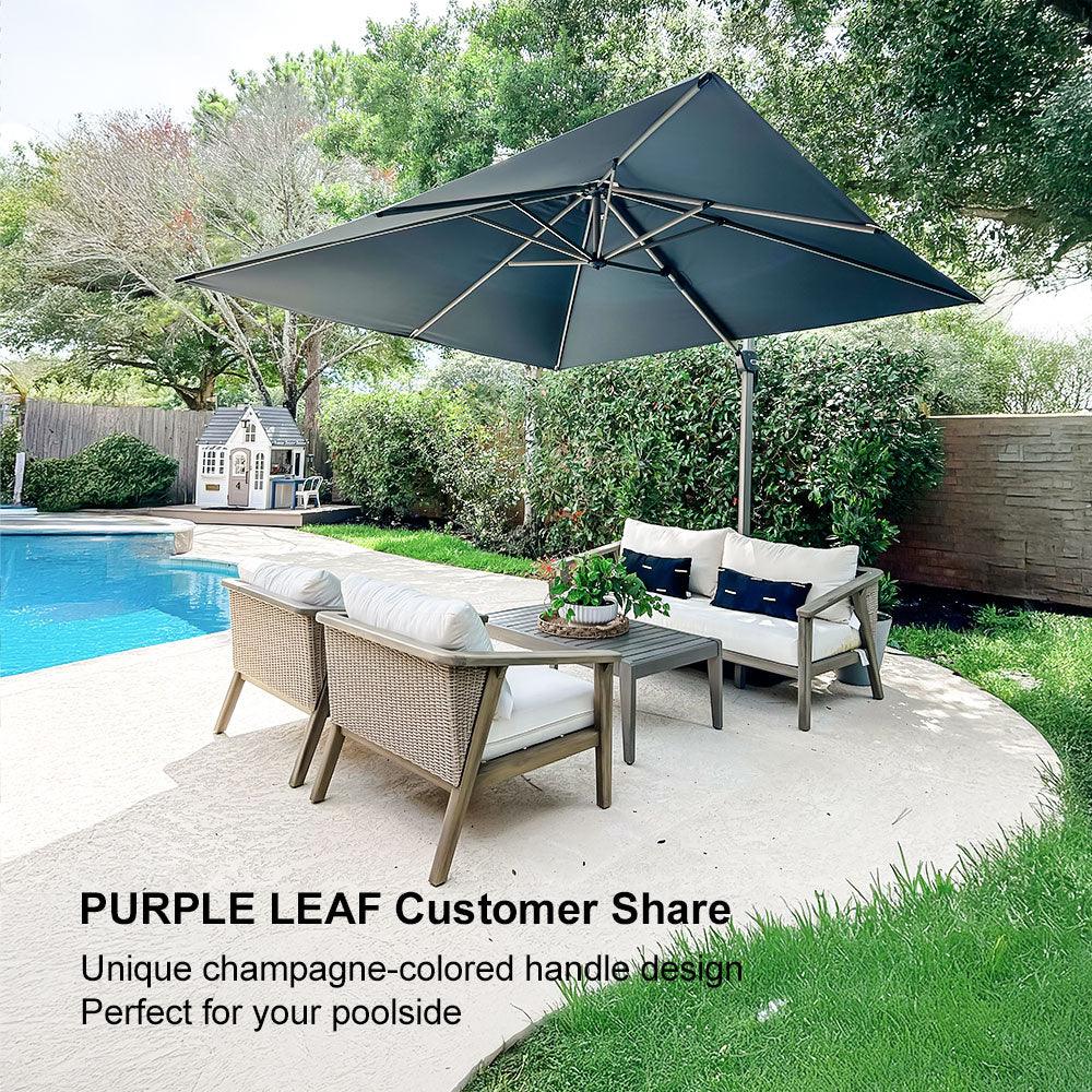 PURPLE LEAF Hailar Deluxe Outdoor Patio Umbrella Aluminum Cantilever Umbrellas - Image 14