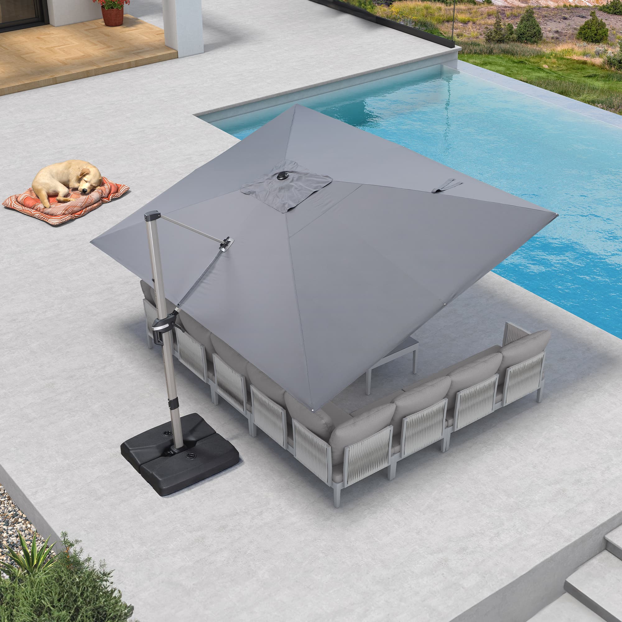 PURPLE LEAF Hailar Deluxe Outdoor Patio Umbrella Aluminum Cantilever Umbrellas - Image 140