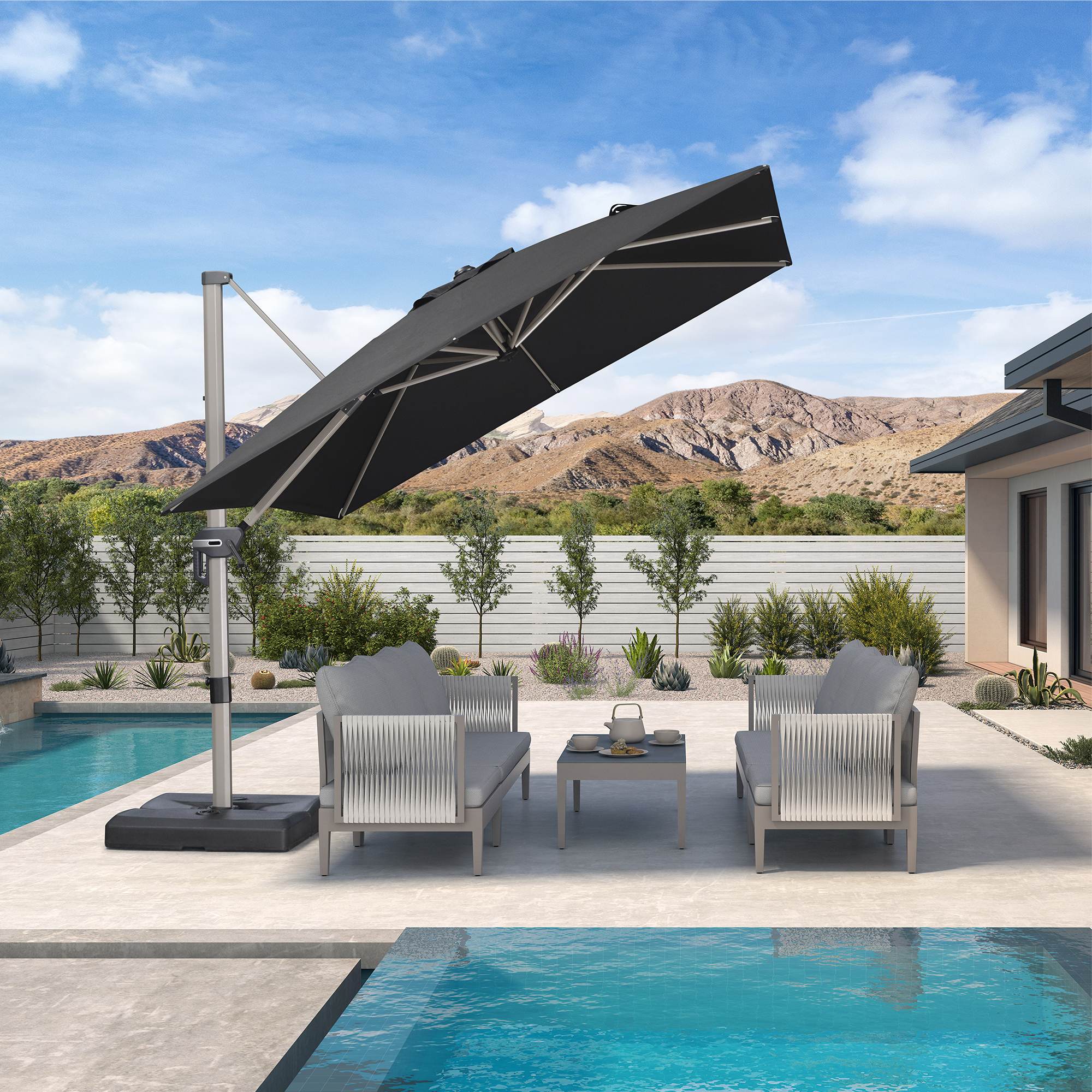 PURPLE LEAF Hailar Deluxe Outdoor Patio Umbrella Aluminum Cantilever Umbrellas - Image 148