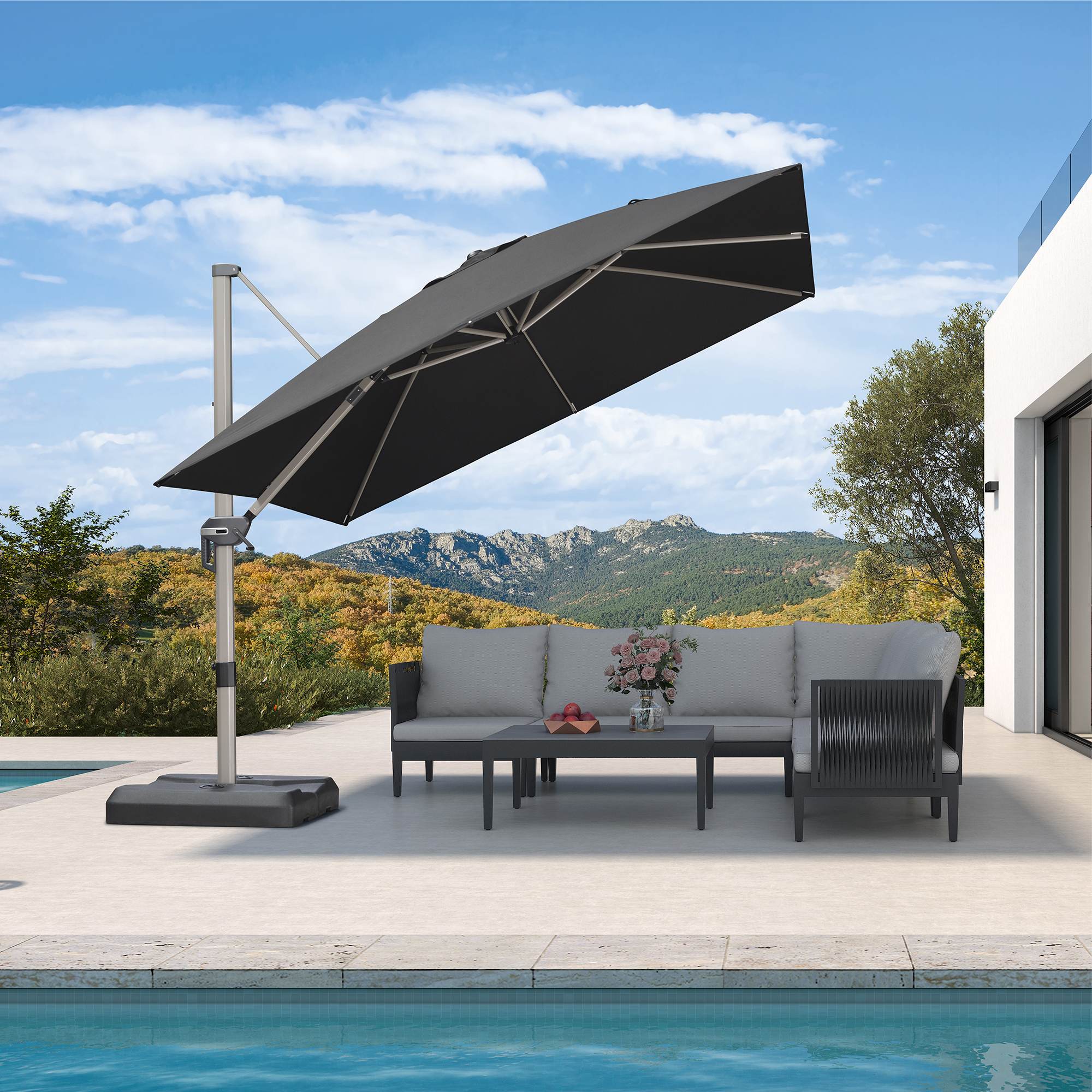 PURPLE LEAF Hailar Deluxe Outdoor Patio Umbrella Aluminum Cantilever Umbrellas - Image 149