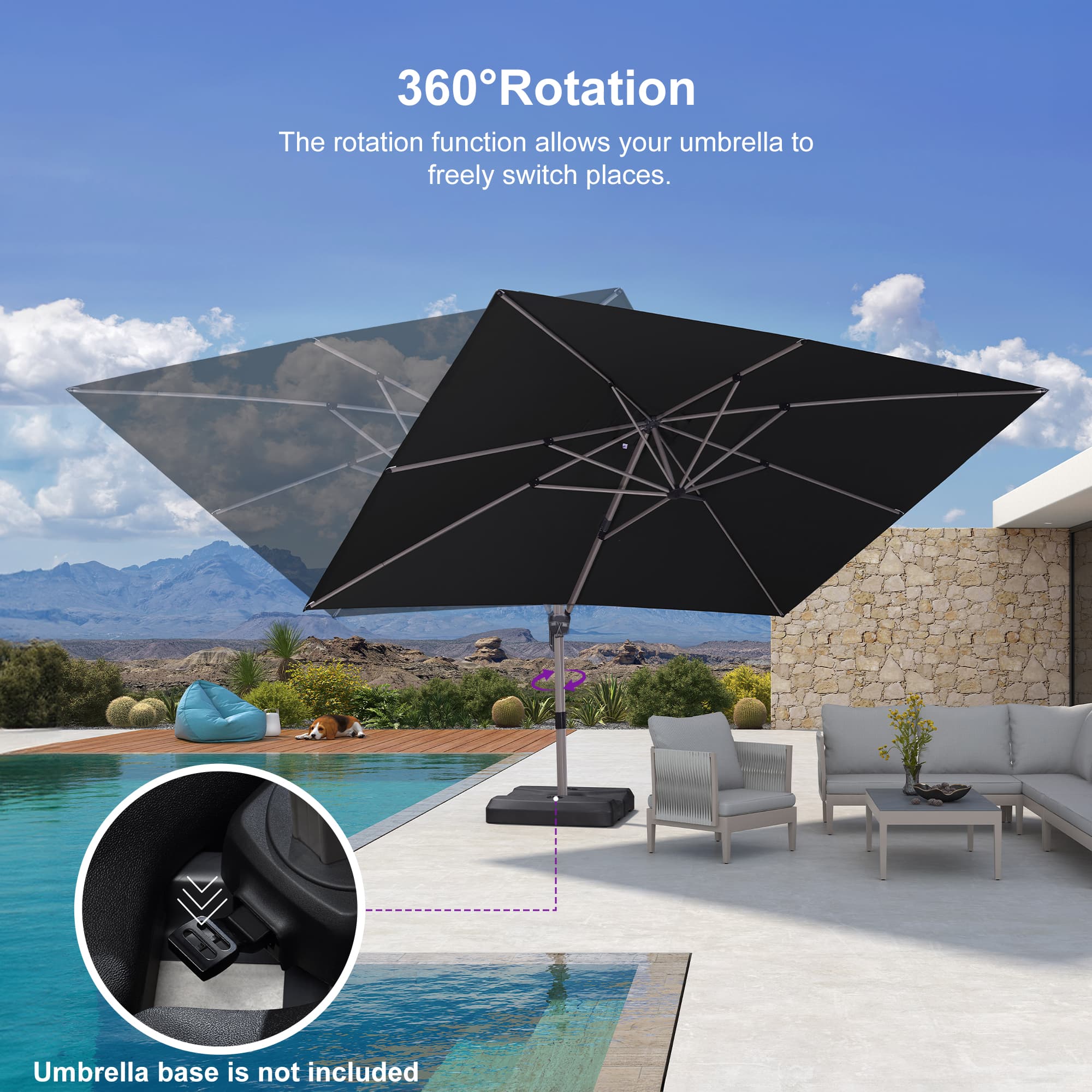PURPLE LEAF Hailar Deluxe Outdoor Patio Umbrella Aluminum Cantilever Umbrellas - Image 152