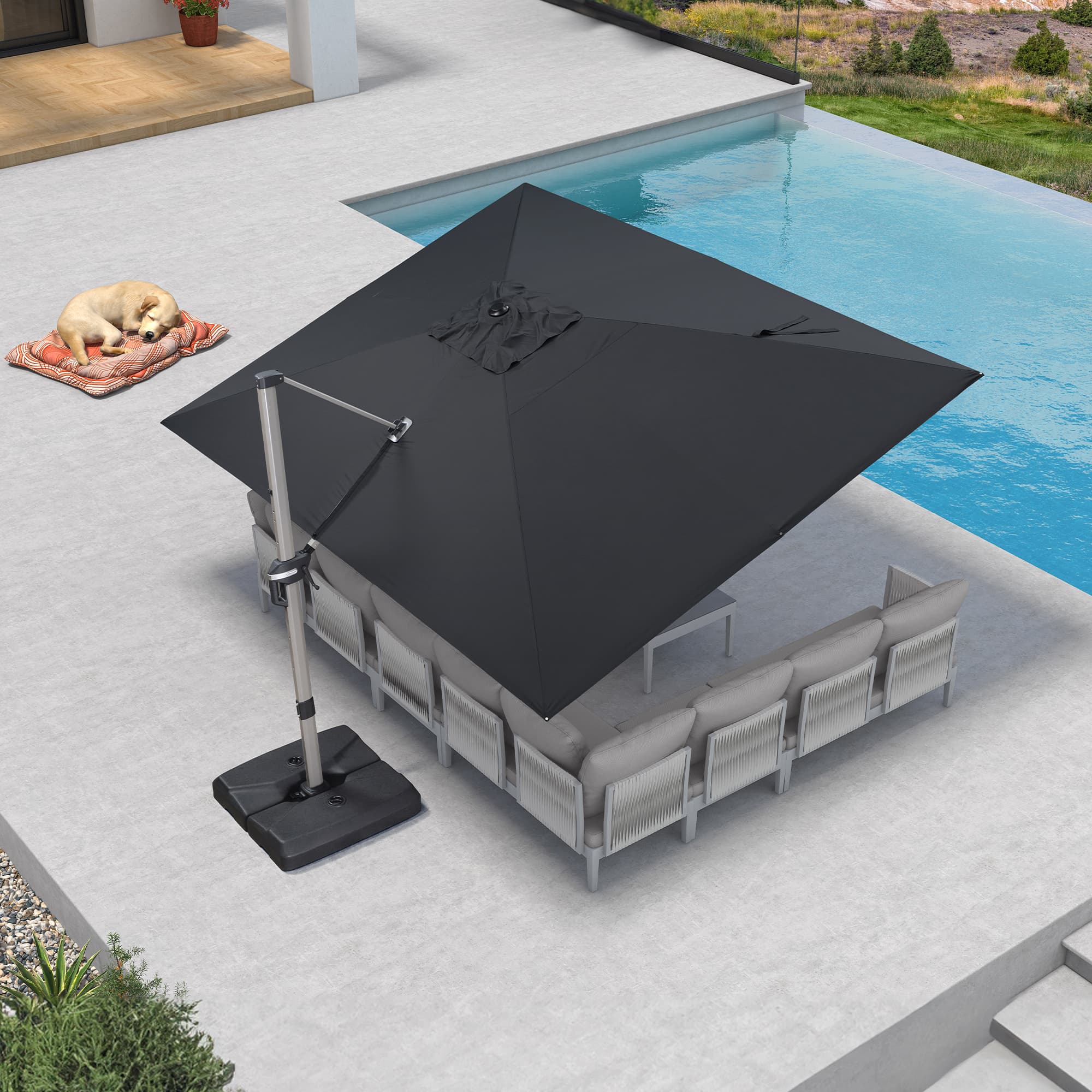 PURPLE LEAF Hailar Deluxe Outdoor Patio Umbrella Aluminum Cantilever Umbrellas - Image 155