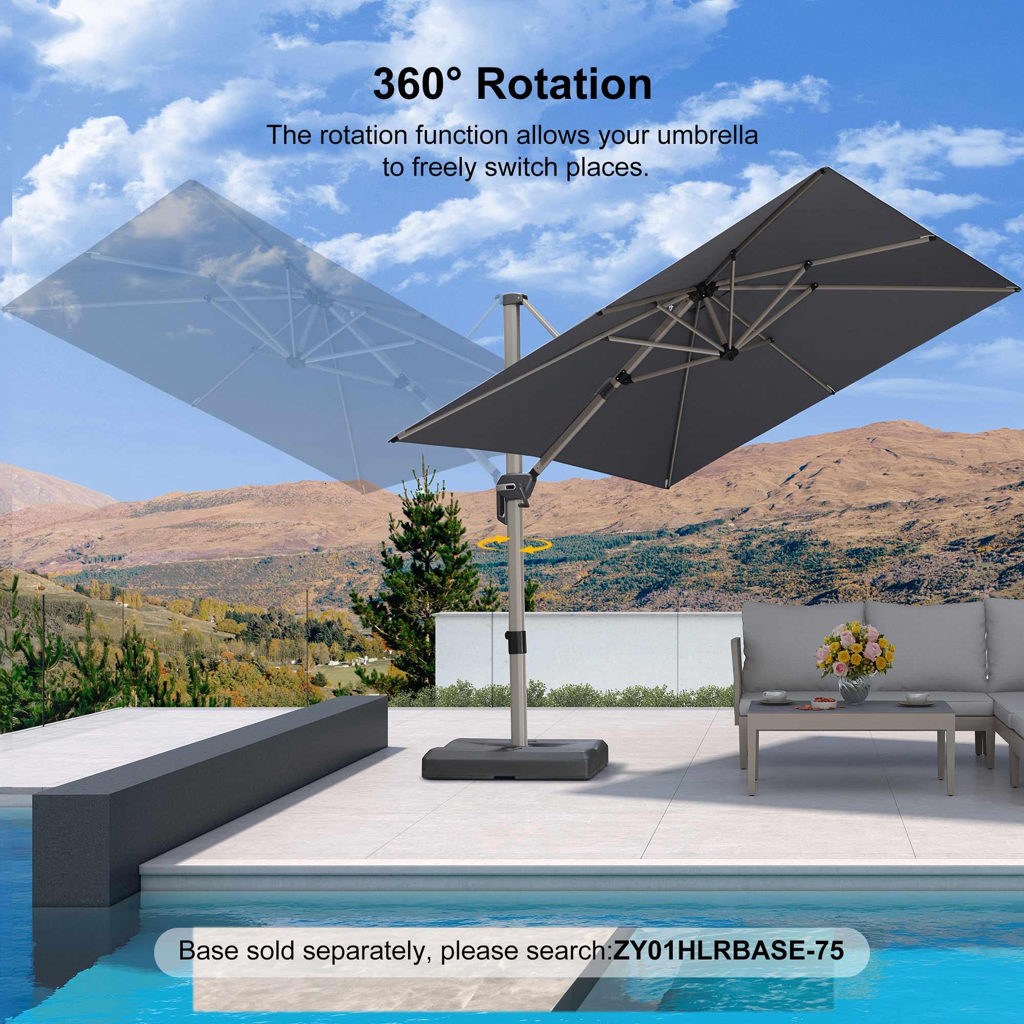 PURPLE LEAF Hailar Deluxe Outdoor Patio Umbrella Aluminum Cantilever Umbrellas - Image 157