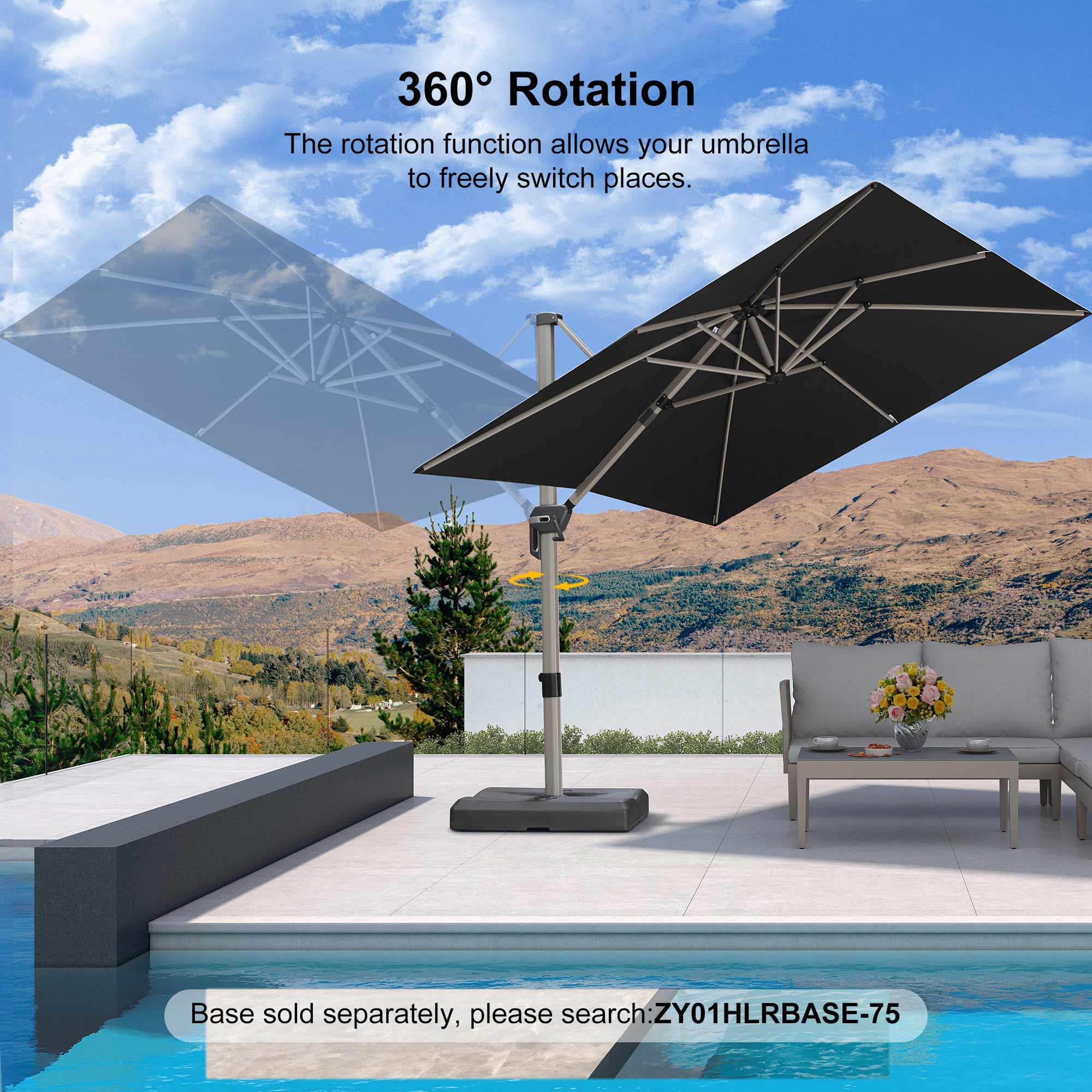 PURPLE LEAF Hailar Deluxe Outdoor Patio Umbrella Aluminum Cantilever Umbrellas - Image 158