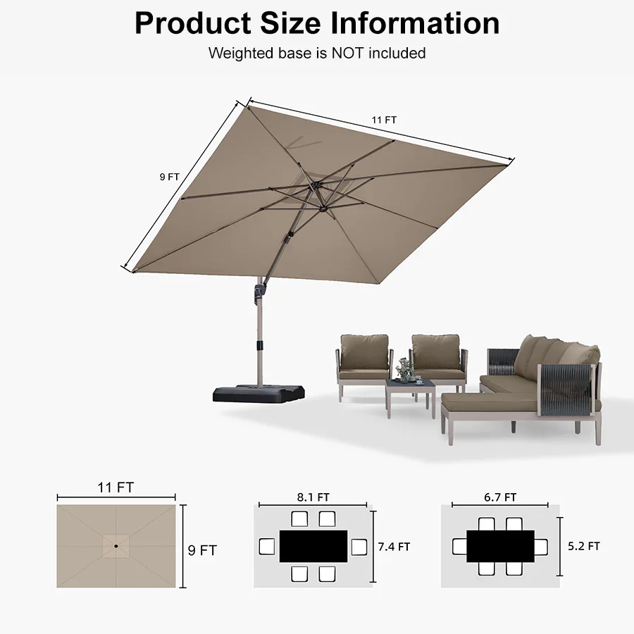 PURPLE LEAF Hailar Deluxe Outdoor Patio Umbrella Aluminum Cantilever Umbrellas - Image 184