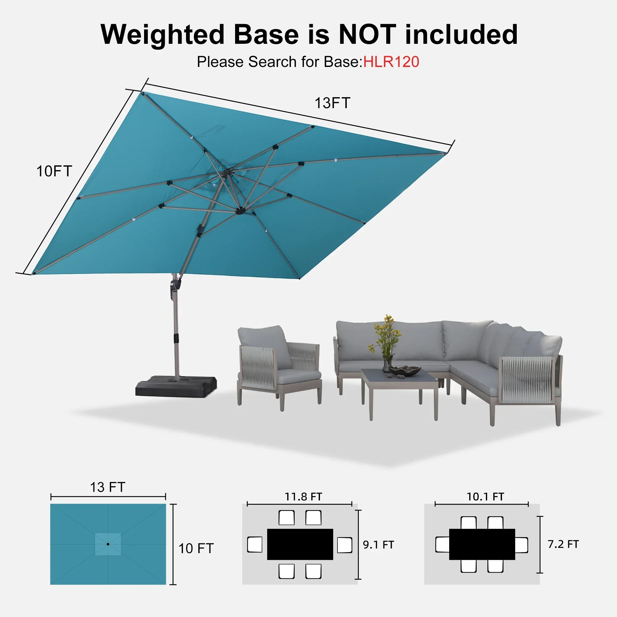 PURPLE LEAF Hailar Deluxe Outdoor Patio Umbrella Aluminum Cantilever Umbrellas - Image 195