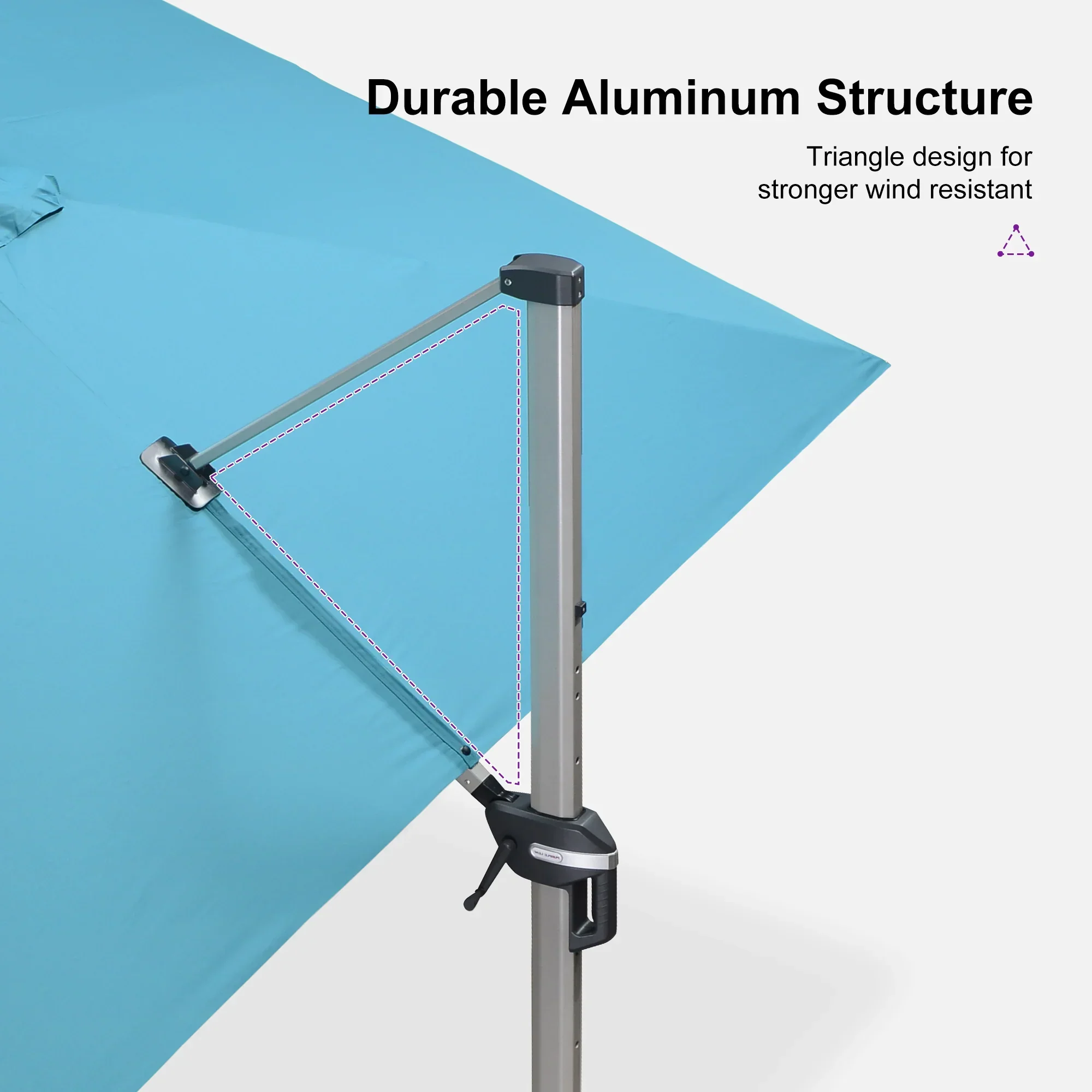 PURPLE LEAF Hailar Deluxe Outdoor Patio Umbrella Aluminum Cantilever Umbrellas - Image 197