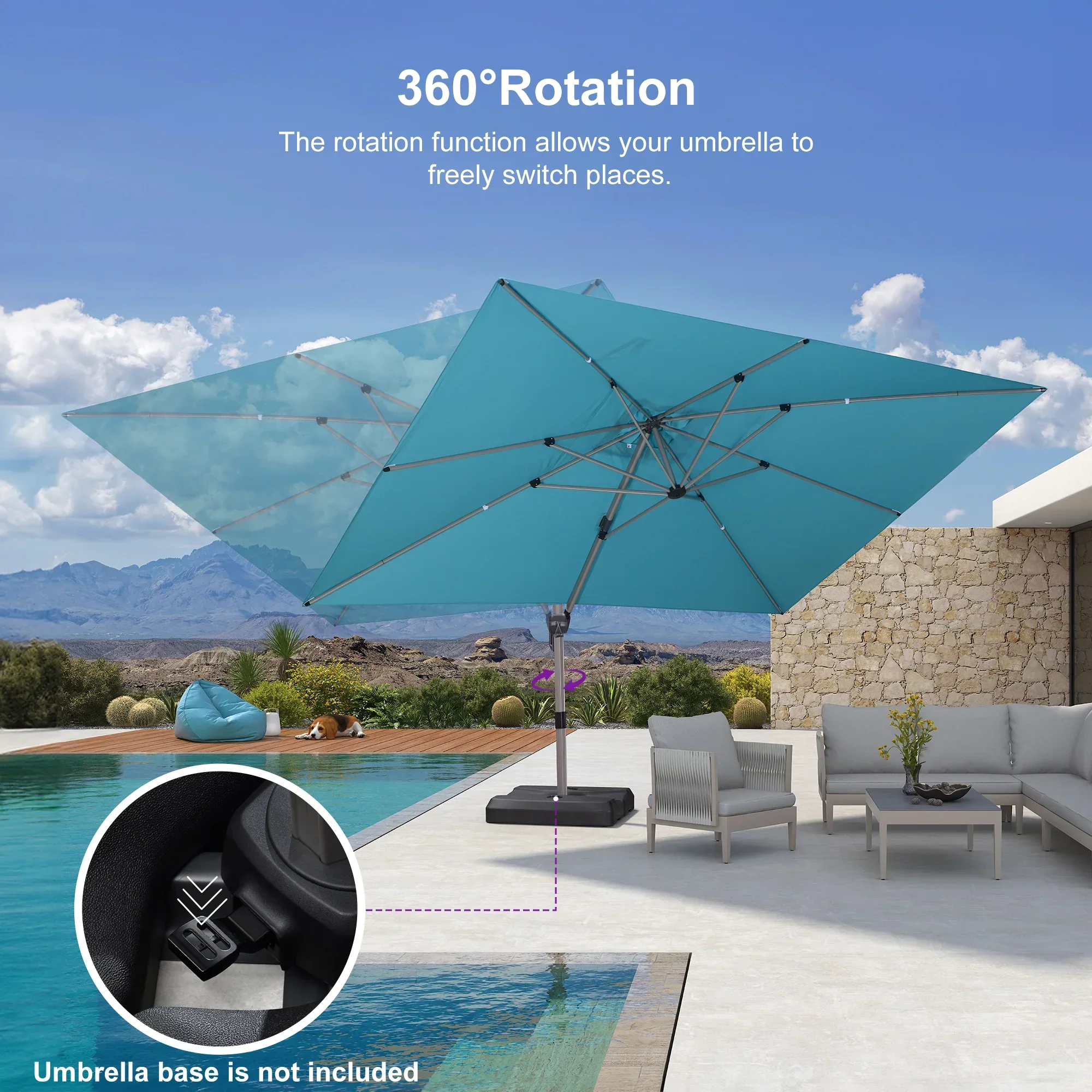 PURPLE LEAF Hailar Deluxe Outdoor Patio Umbrella Aluminum Cantilever Umbrellas - Image 199