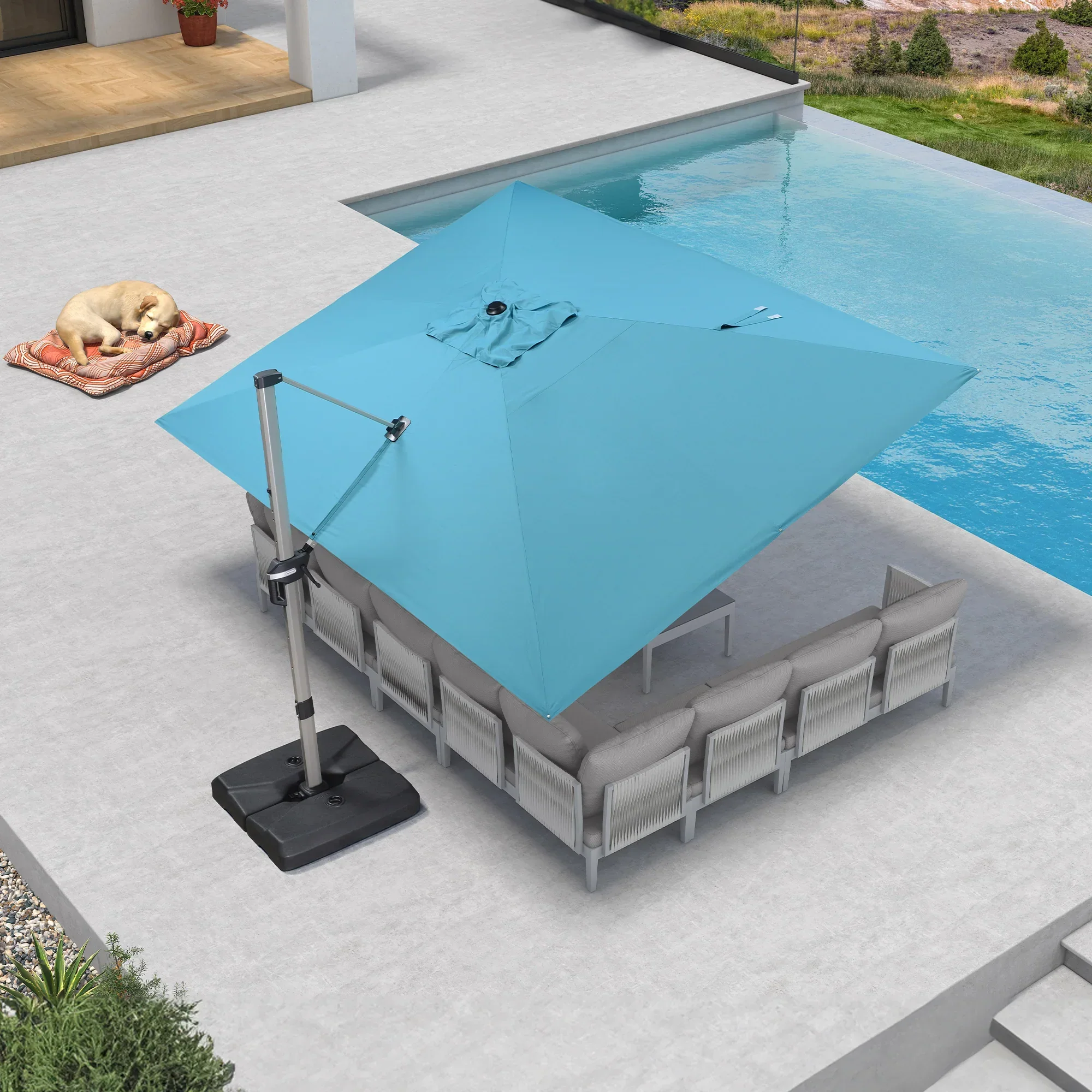 PURPLE LEAF Hailar Deluxe Outdoor Patio Umbrella Aluminum Cantilever Umbrellas - Image 200